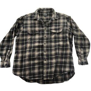 Woolrich Mens Shirt 2XL Black Plaid Flannel Button-Up Long Sleeve Western Casual